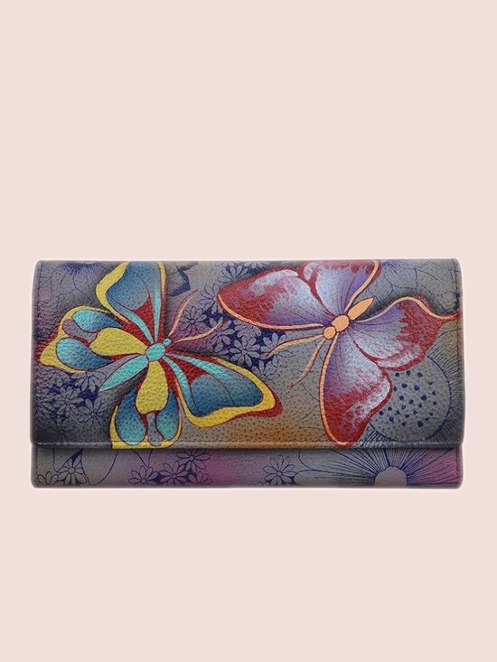 Anuschka Handbags - Anna by Anuschka Hand Painted Leather Butterfly Wallet Trifold EUC